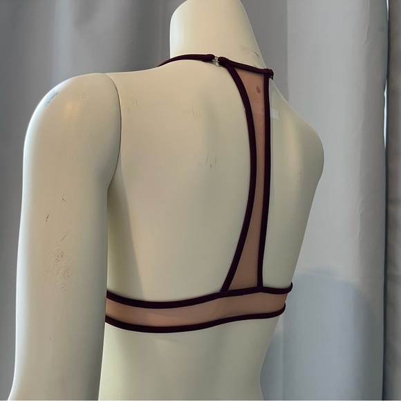 NWT Forever 21 Mesh Halter Bikini Top Small - Burgundy / Wine / Nude - Picture 6 of 6